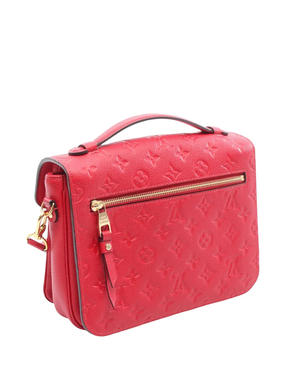 Pre-owned Louis Vuitton 2018 Monogram Empreinte Pochette Metis Satchel In Red