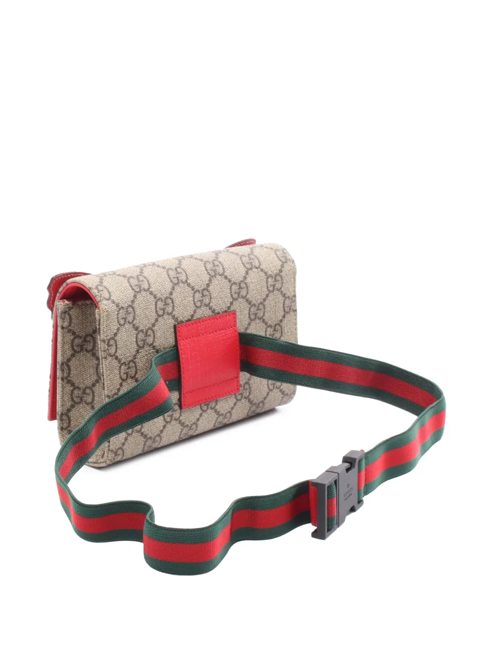 Pre-owned Gucci 2016-2025 Kids Gg Supreme Rainbow Butterfly Web Belt Bag In Brown
