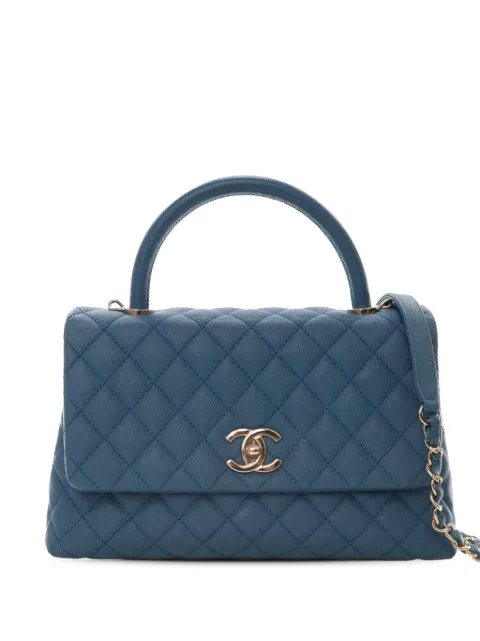 CHANEL Pre-Owned 2019 Small Quilted Caviar Coco Top Handle Bag satchel