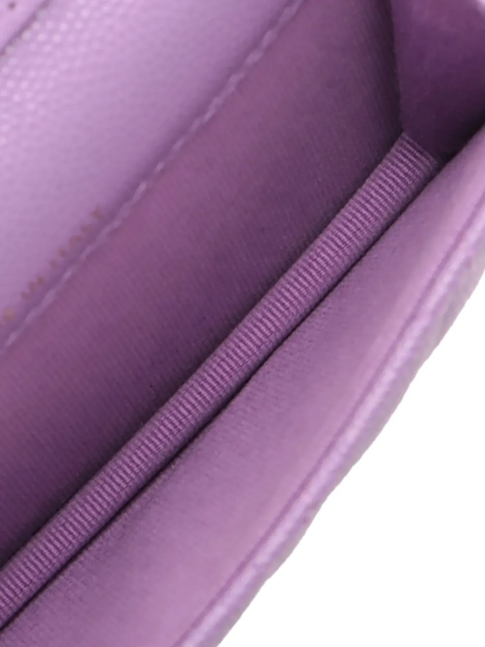 Pre-owned Chanel 2021 Micro Quilted Caviar Chain Mini Flap Crossbody Bag In Purple