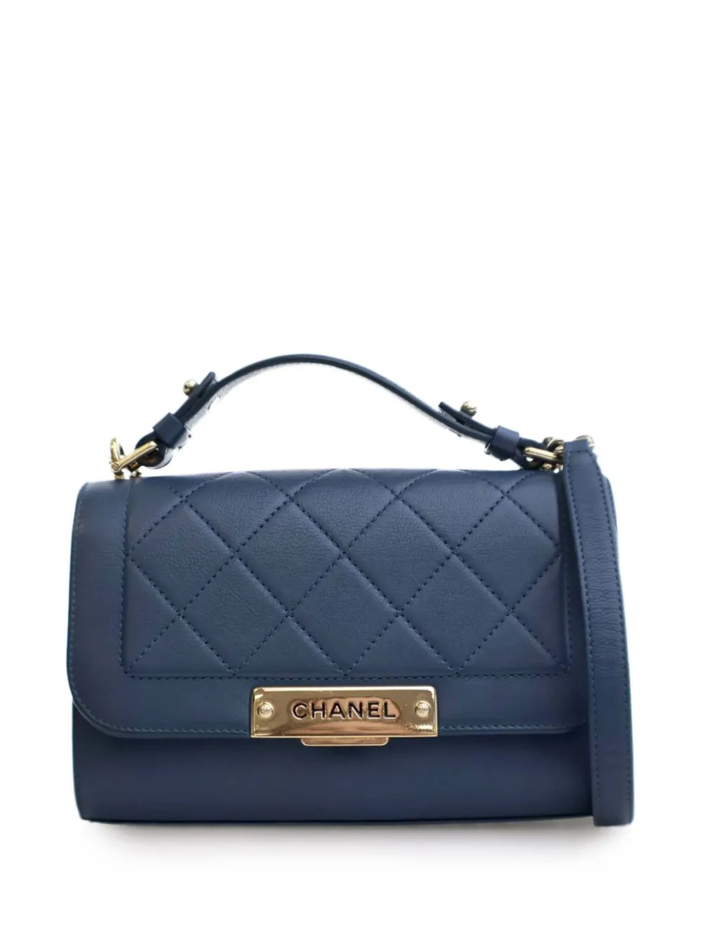 CHANEL Pre-Owned 2016-2017 スモール マトラッセ グレインカーフ レーベル クリック フラップ サッチェルバッグ