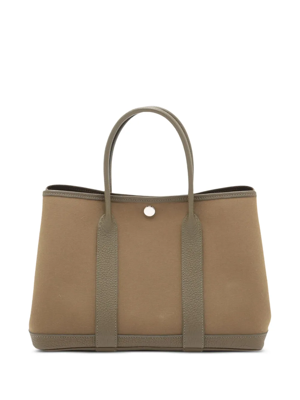 Pre-owned Hermes 2020 Toile Officier And Vache Country Garden Party 30 Tote Bag In Green