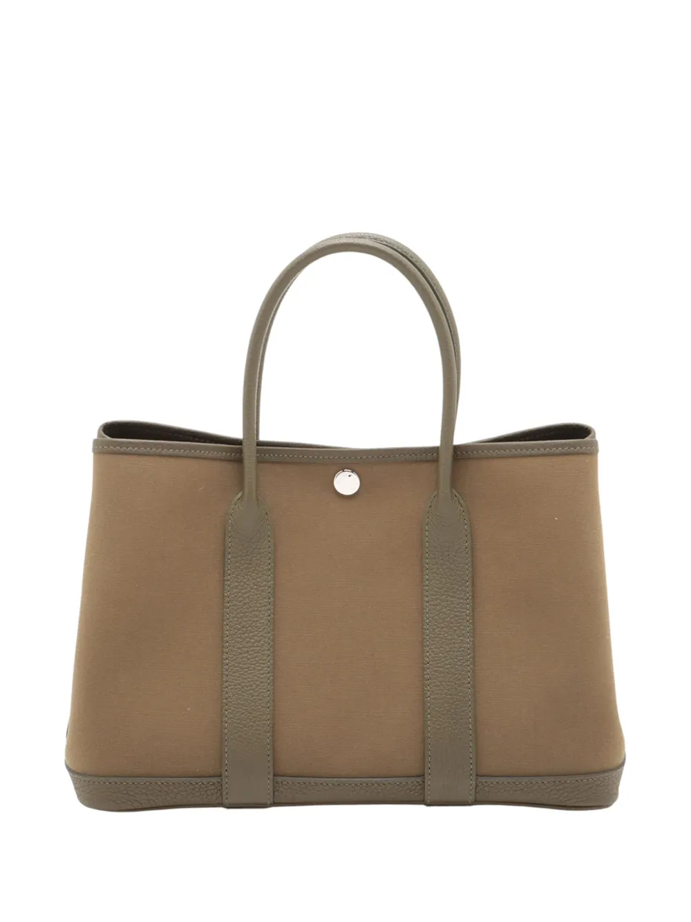 Pre-owned Hermes 2020 Toile Officier And Vache Country Garden Party 30 Tote Bag In Green