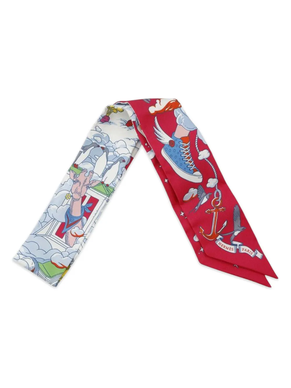 Hermès Pre-Owned mascada Twilly Sur Mon Nuage de seda 2000-2025 | rosado | Image 1