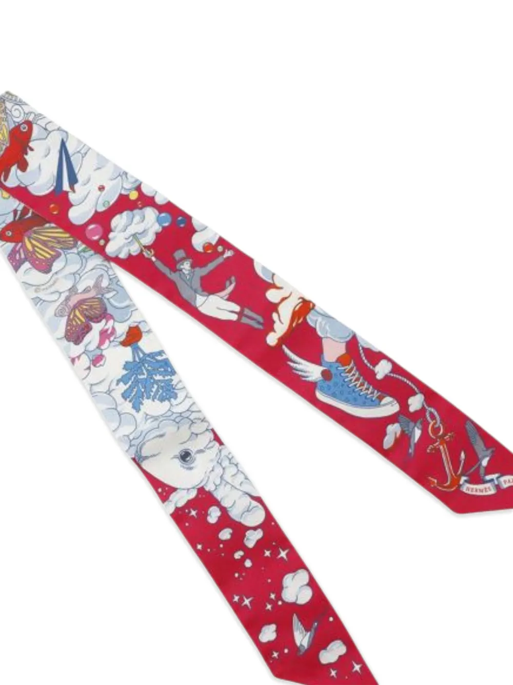 Hermès Pre-Owned mascada Twilly Sur Mon Nuage de seda 2000-2025 | Image 2