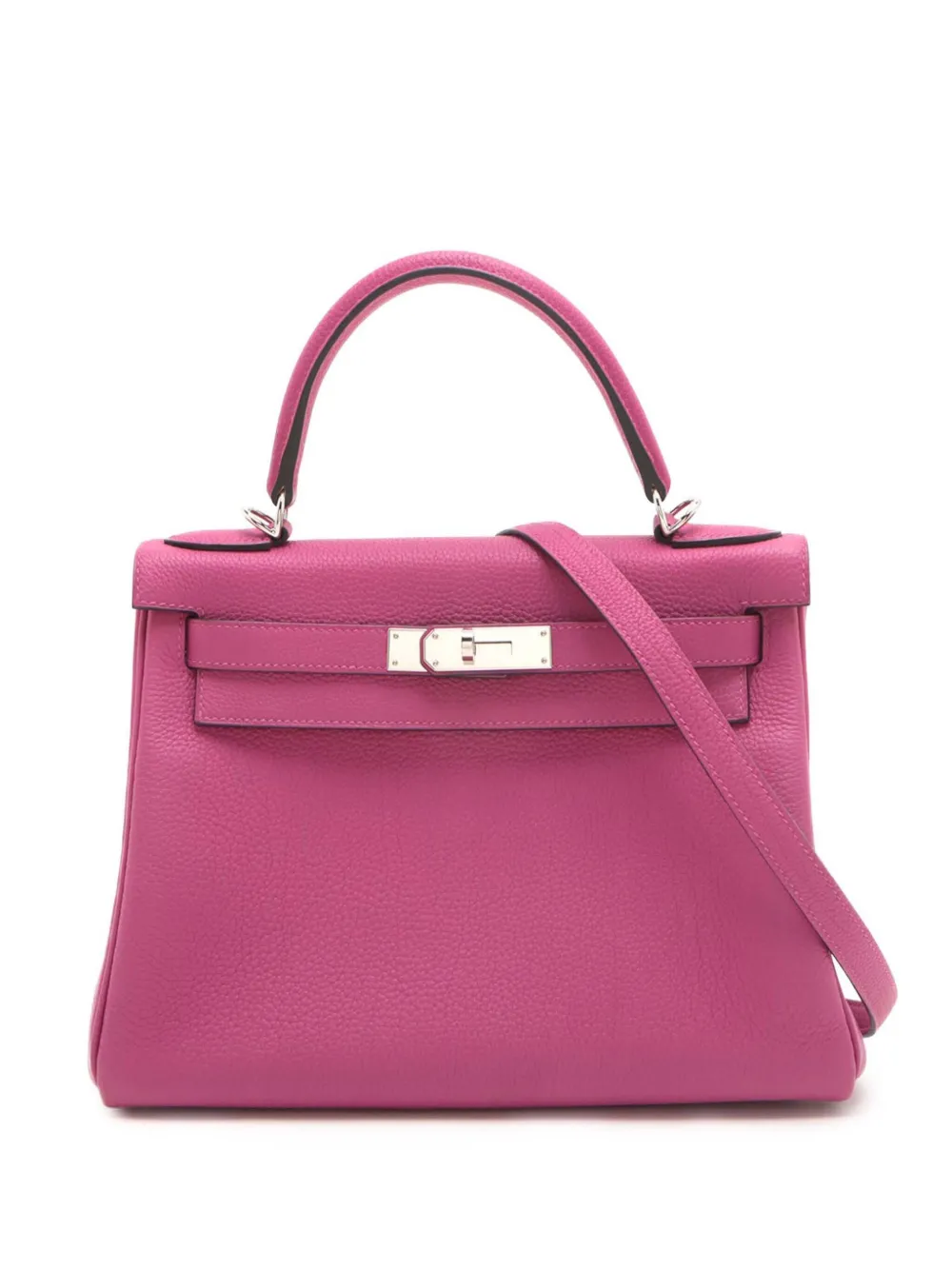 Pre-owned Hermes 2017 Togo Kelly Ii Retourne 28 Satchel In Pink