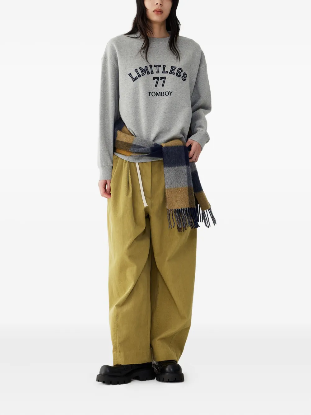 Studio Tomboy Drawstring Corduroy Trousers In Green