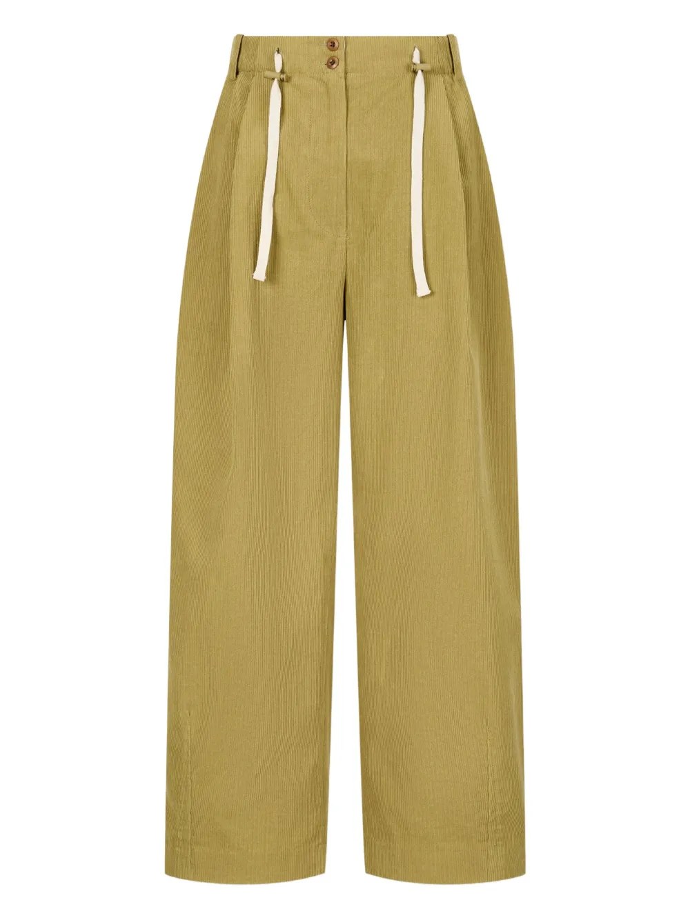 Studio Tomboy Drawstring Corduroy Trousers In Green