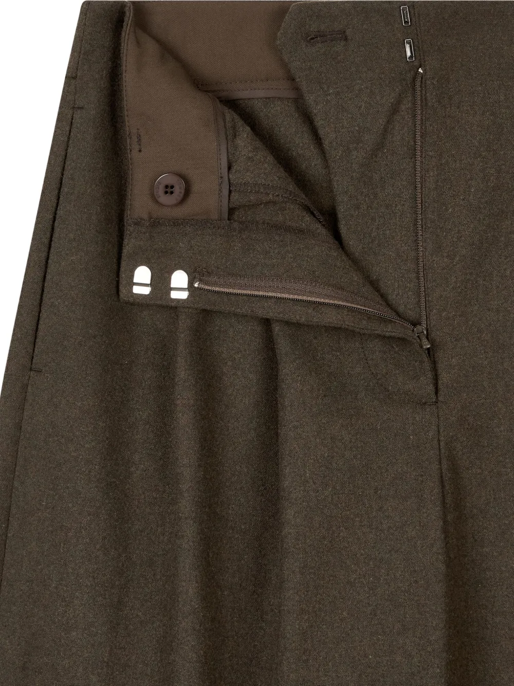 Studio Tomboy Pleated Wool Blend Trousers In Brown