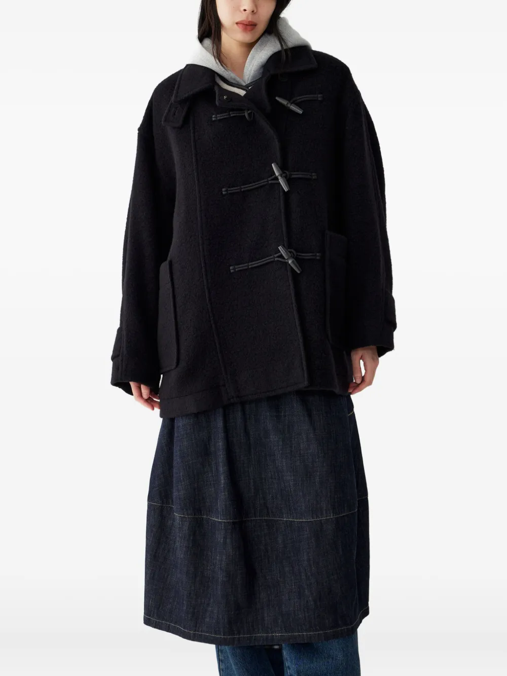 Studio Tomboy Side Toggle Coat In Black
