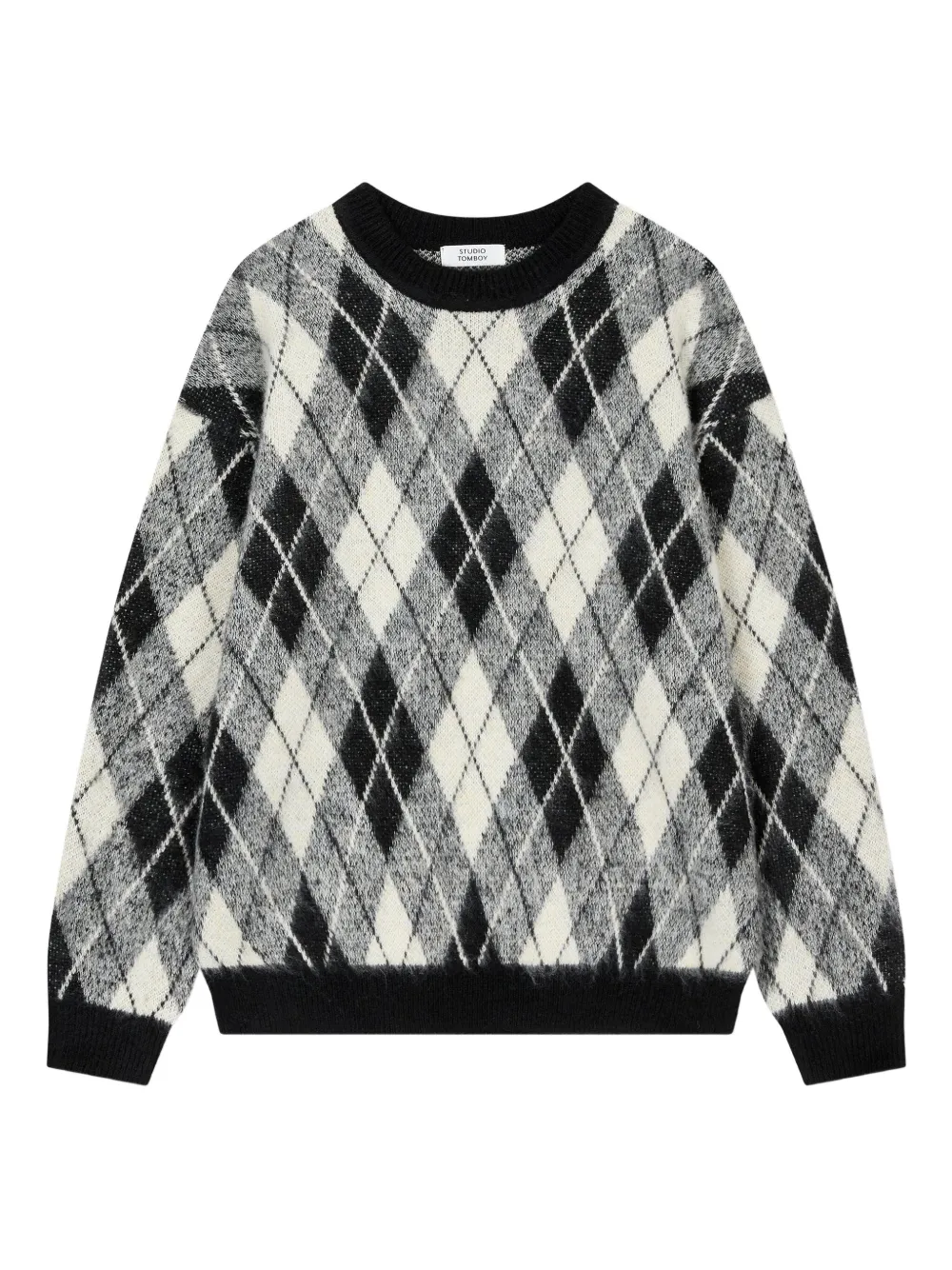 STUDIO TOMBOY argyle-pattern sweater | Black | Image 1