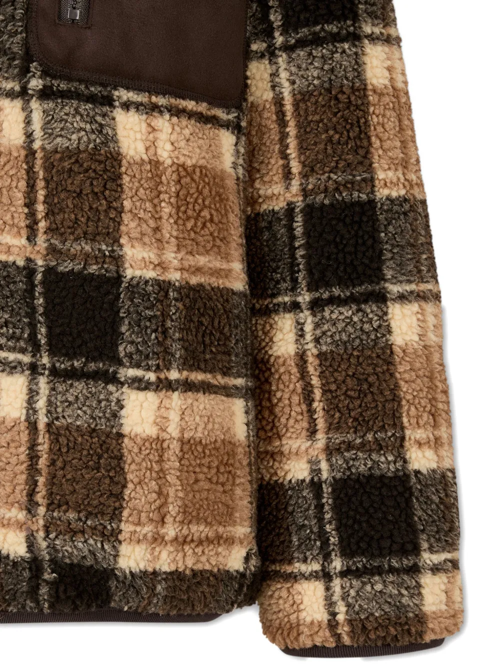 Studio Tomboy Reversible Checkered Fleece Jacket In Brown