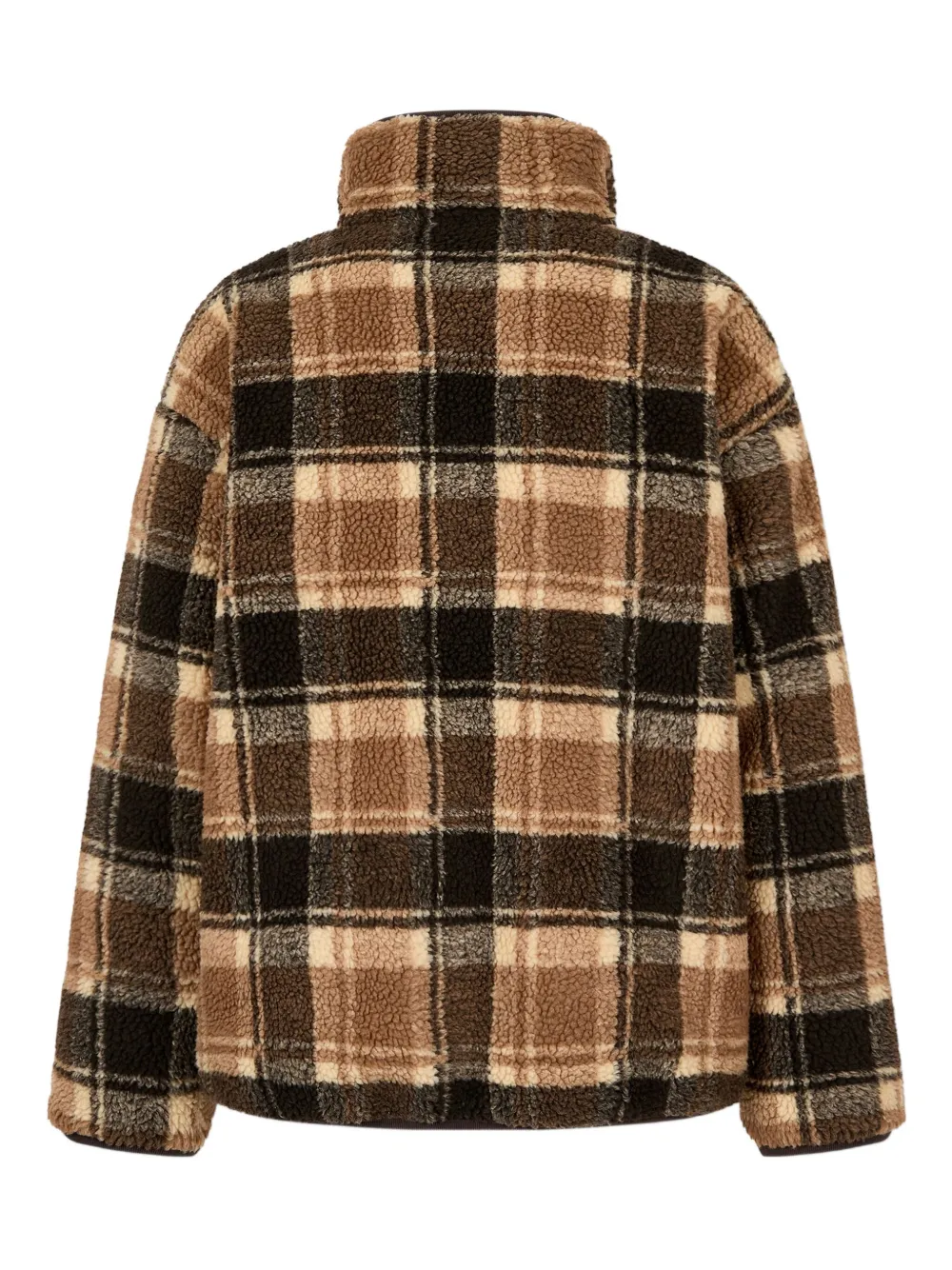 Studio Tomboy Reversible Checkered Fleece Jacket In Brown