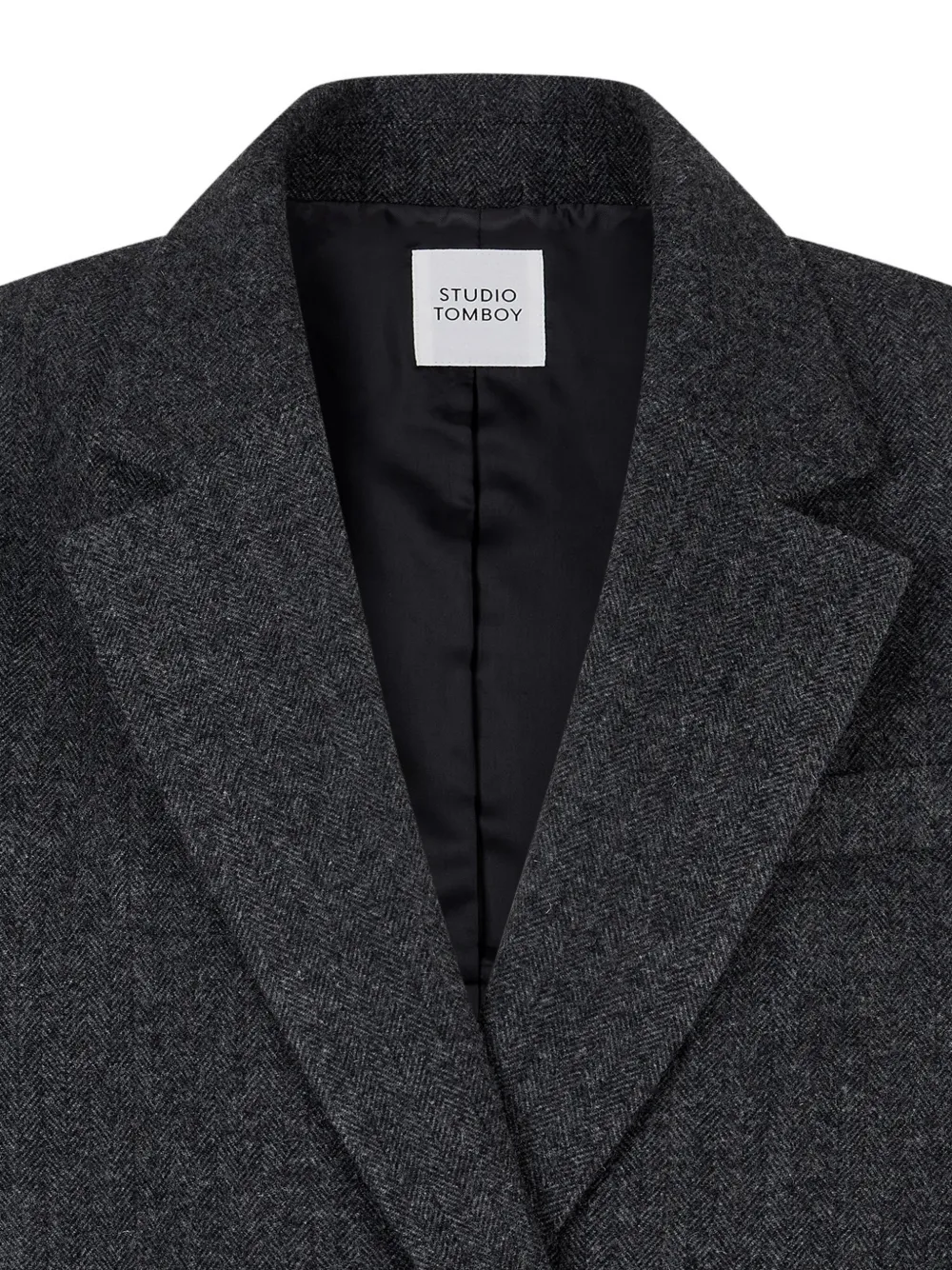 Studio Tomboy Herringbone-pattern Coat In Gray