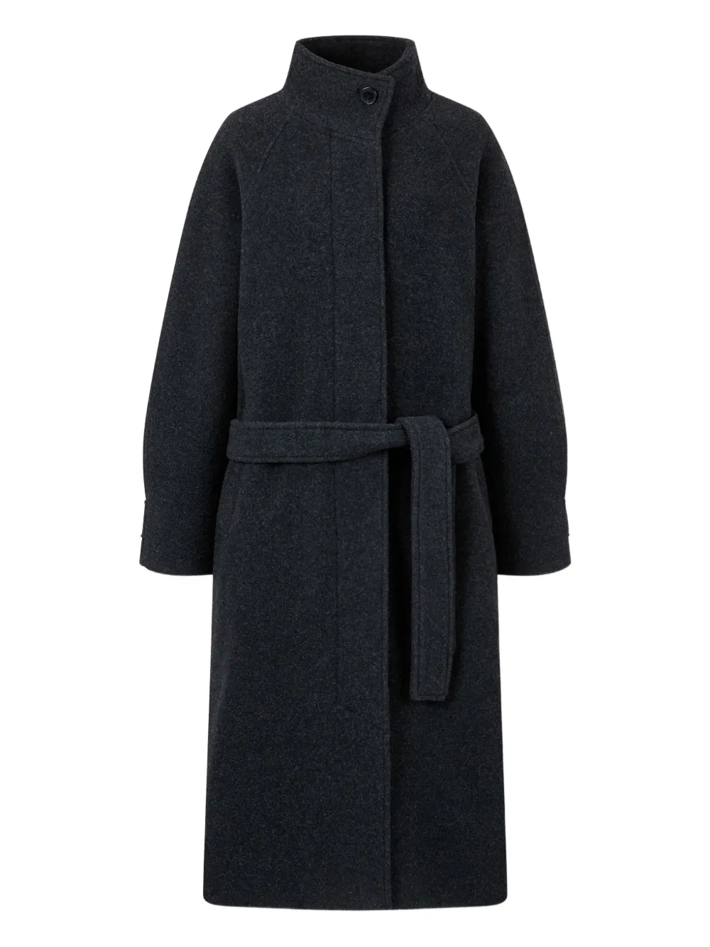 Studio Tomboy High Collar Belted Coat In Black