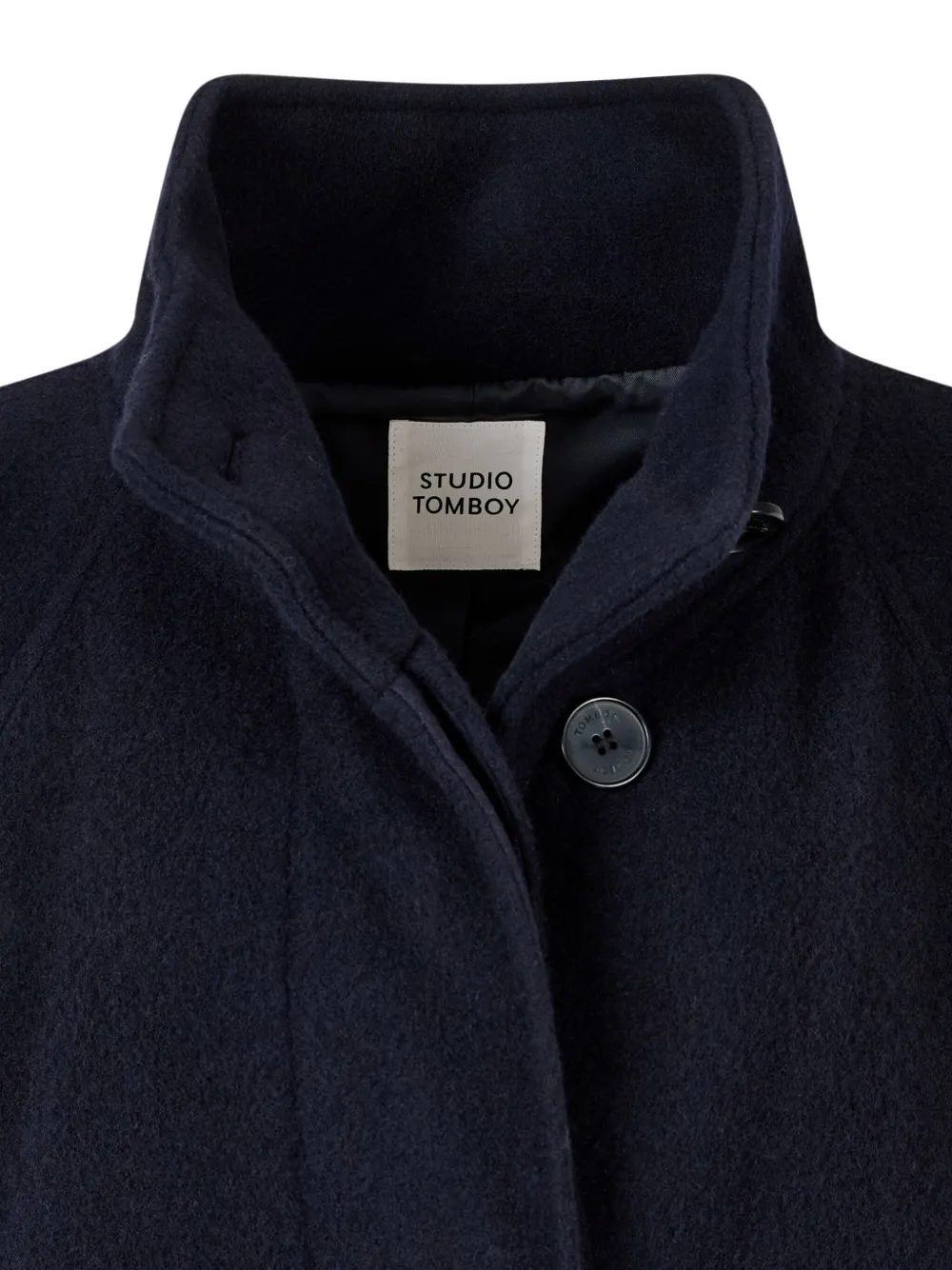 Studio Tomboy High Collar Belted Coat In Multi