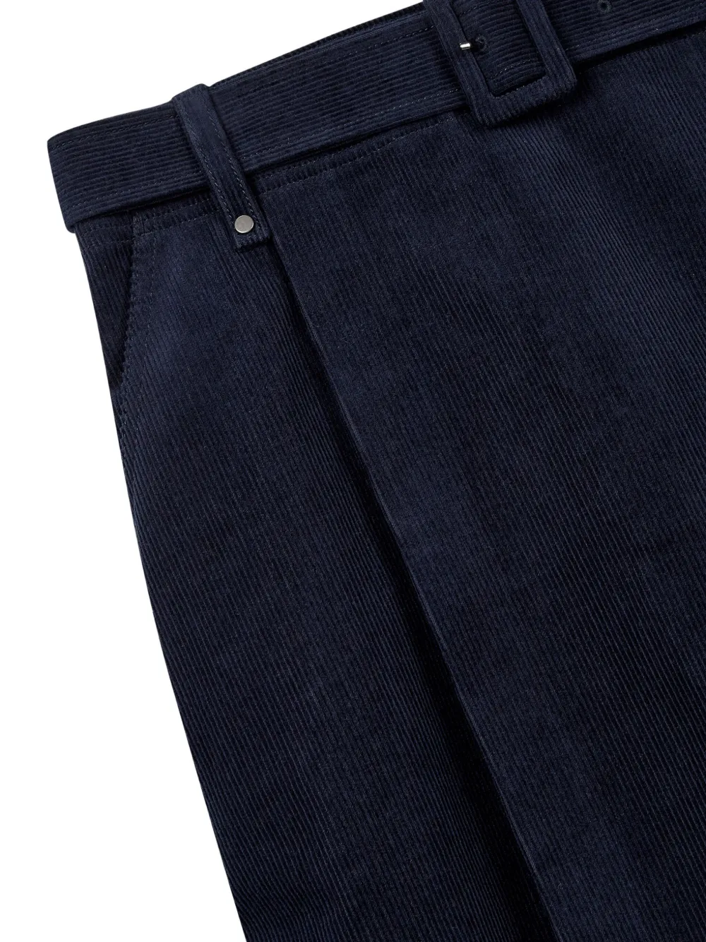 STUDIO TOMBOY Ribfluwelen rok met ceintuur - Blauw