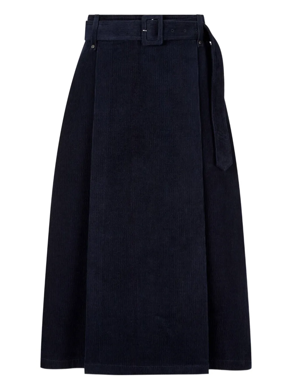 Studio Tomboy Belted Corduroy Skirt In Blue