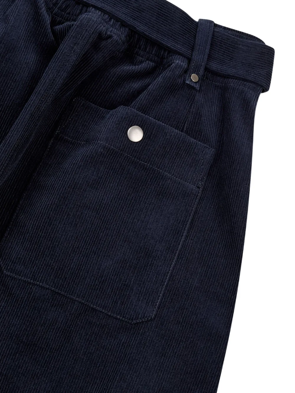 STUDIO TOMBOY Ribfluwelen rok met ceintuur Blauw