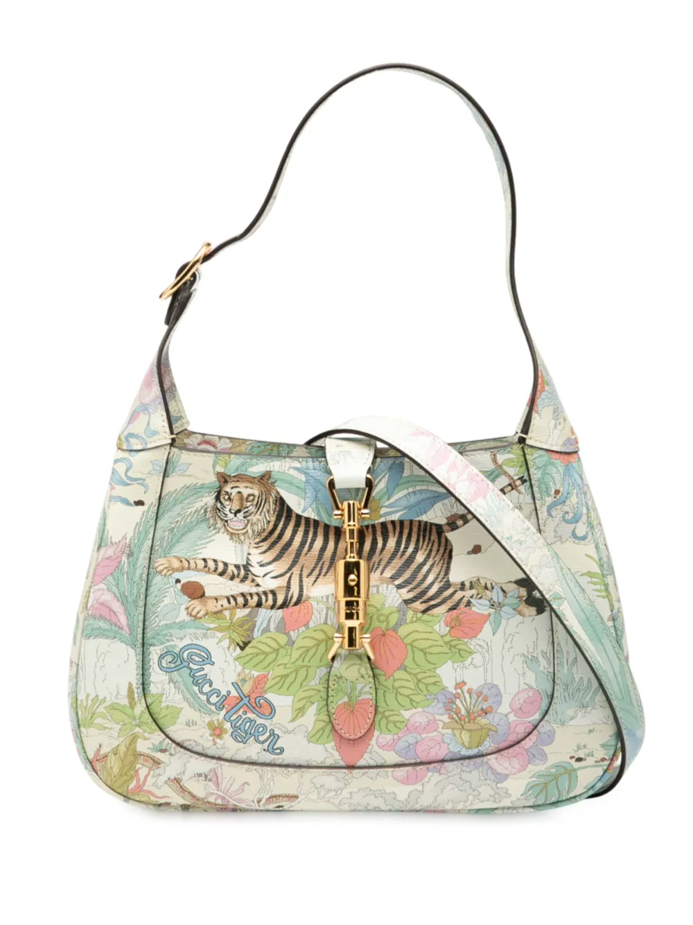 Gucci Pre-Owned 2016-2025 スモール カーフスキン タイガー ジャッキー 1961 ショルダーバッグ - ブルー Gucci Pre-Owned 2016-2025 スモール カーフスキン タイガー ジャッキー 1961 ショルダーバッグ - ブルー