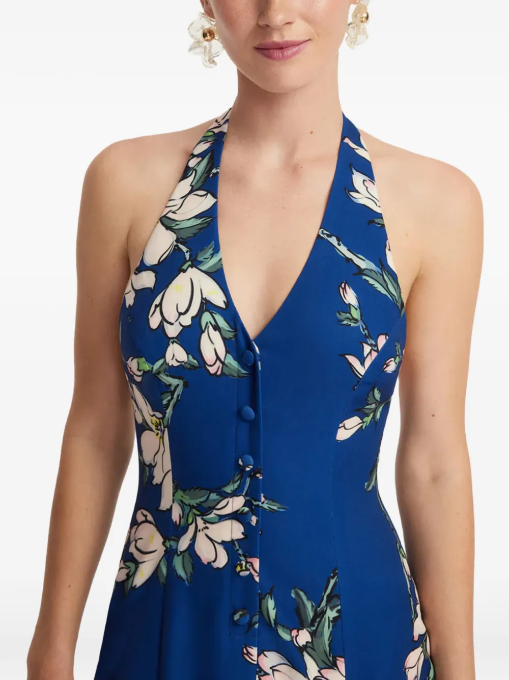 Leo Lin Midi-jurk met bloemenprint Blauw
