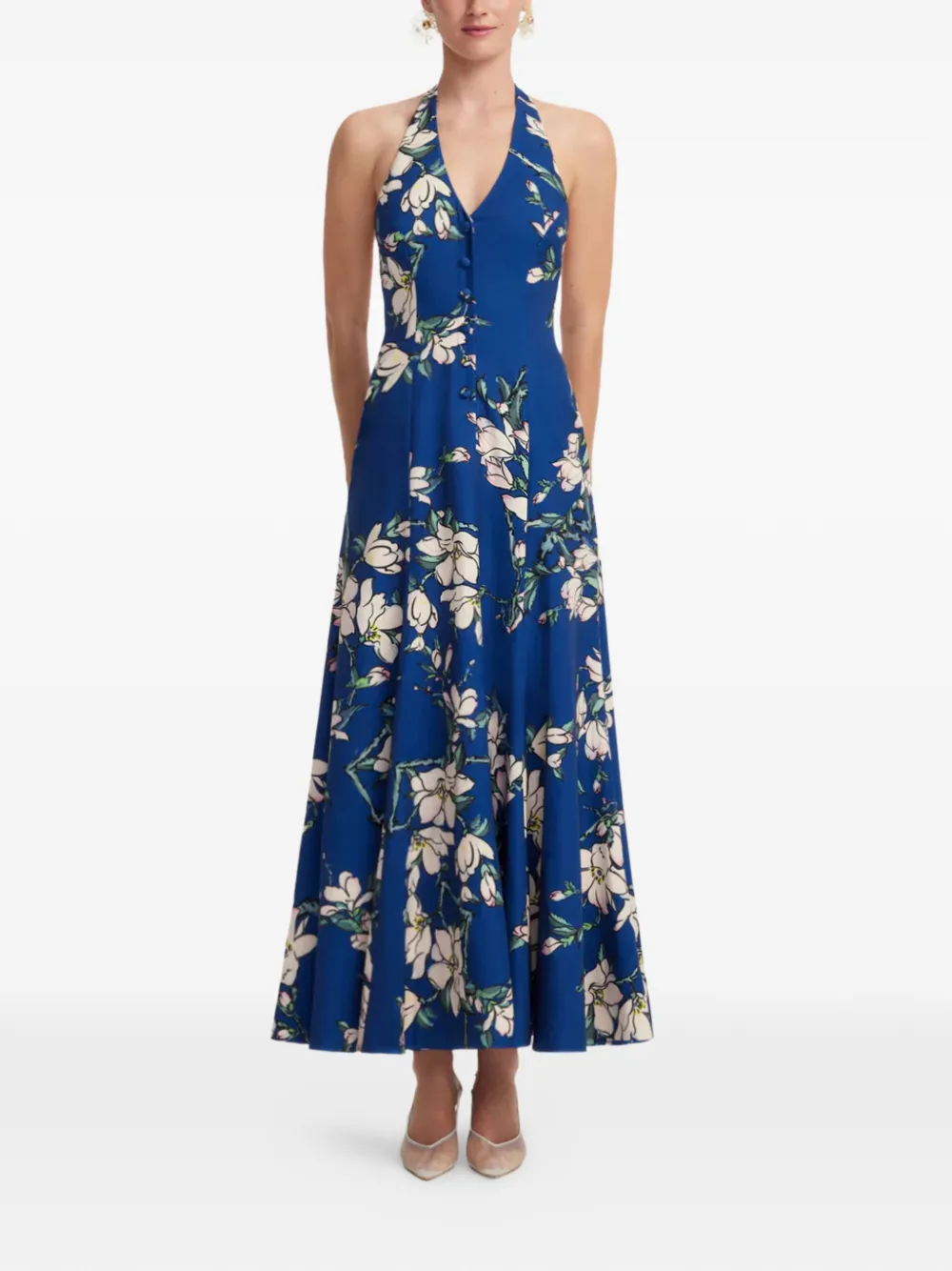 Leo Lin Midi-jurk met bloemenprint Blauw