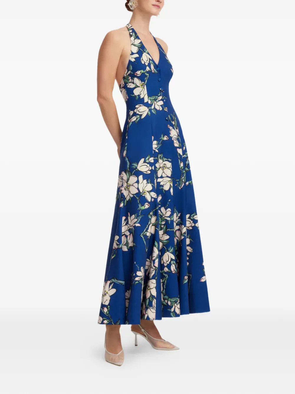 Leo Lin Midi-jurk met bloemenprint Blauw