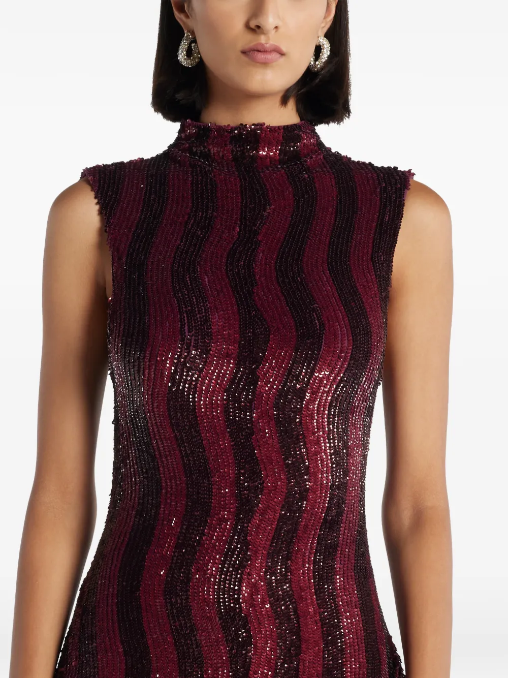 ILTA Leonie Sequin Striped Midi Dress in Red, view 5
