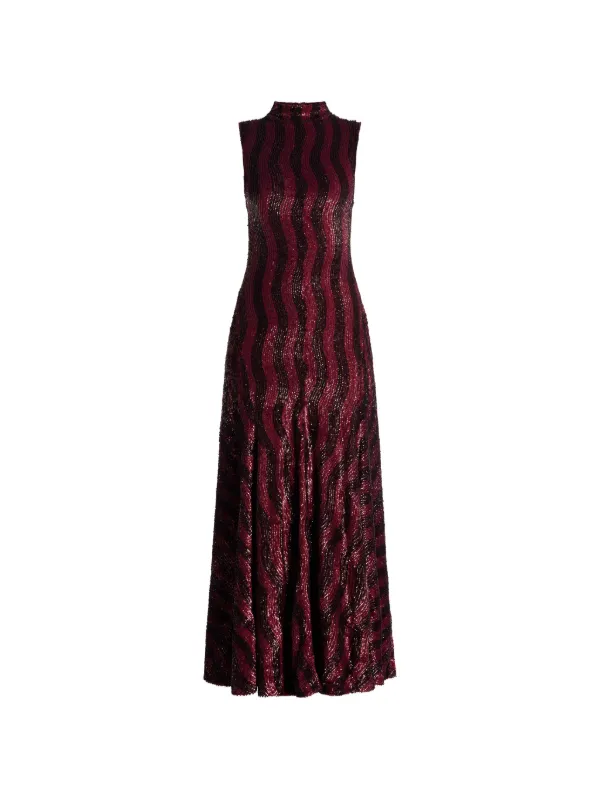striped sequin midi dress Ilta Leonie Sequin Striped Midi Dress