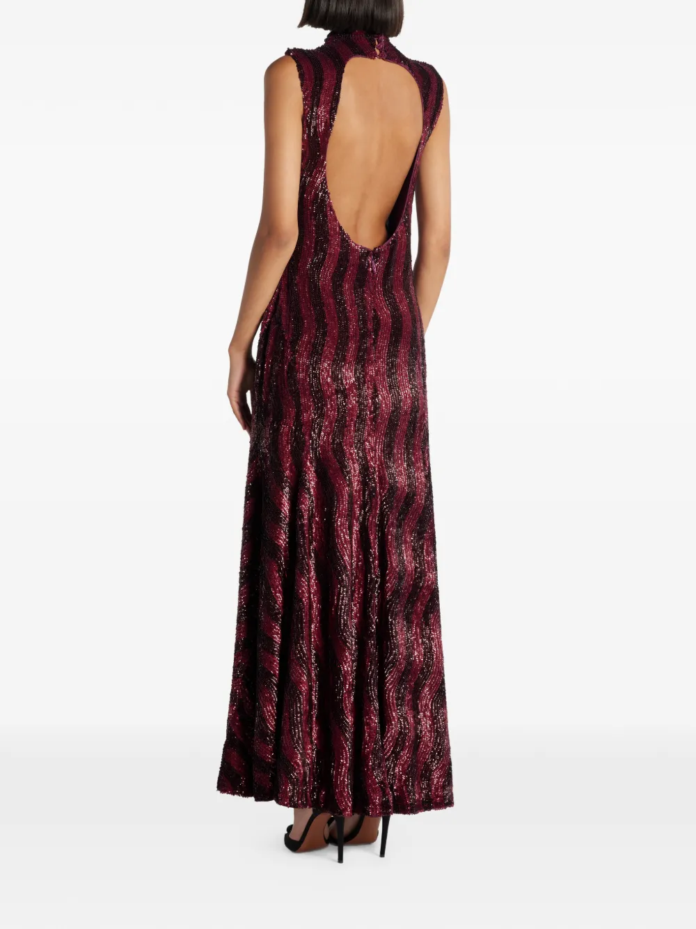 ILTA Leonie Sequin Striped Midi Dress in Red, view 4