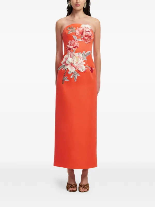 open lace back dress Terracotta and brown palm tree long dress main image 1
