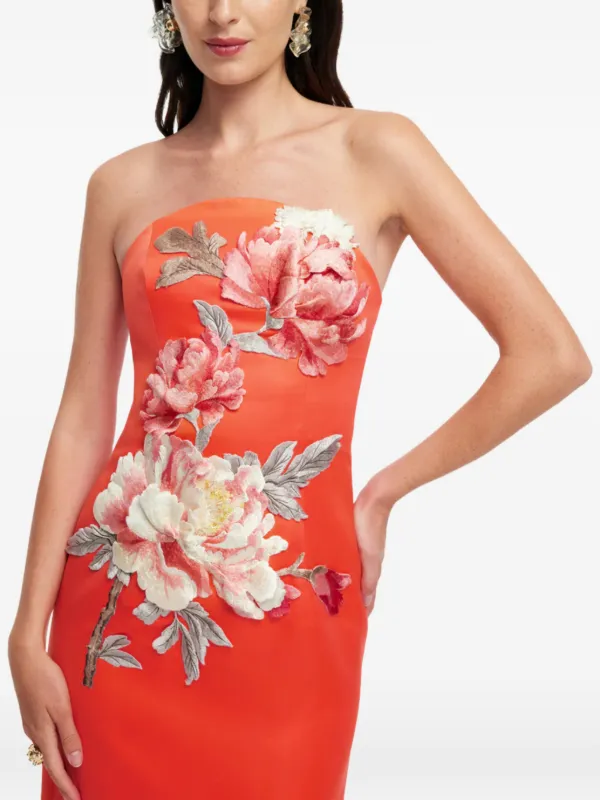 Leo Lin Ava Floral Midi Dress | Orange | FARFETCH ID