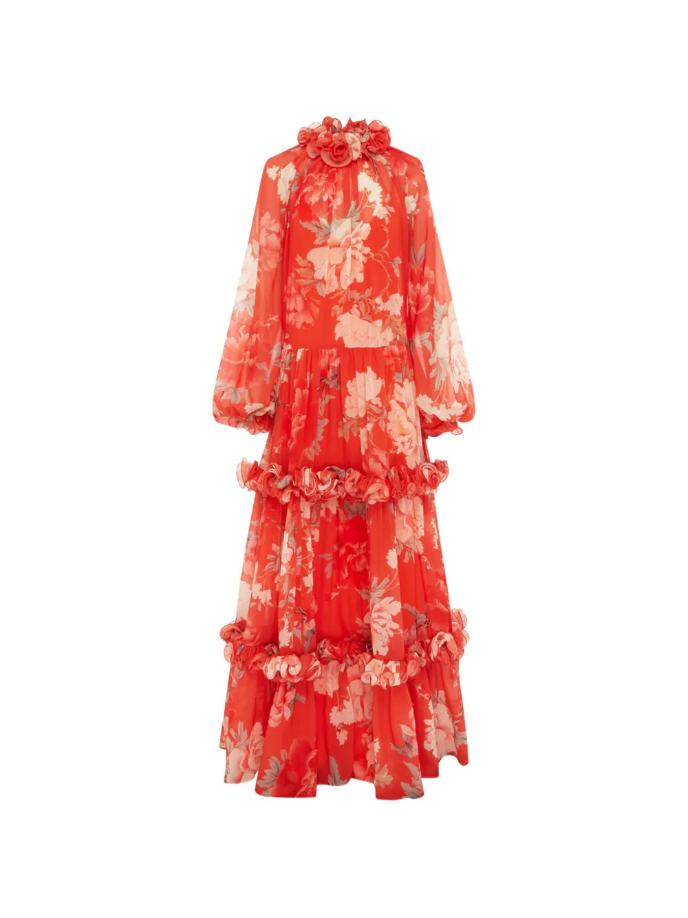 Leo Lin Angela ruffled floral maxi dress - Arancione