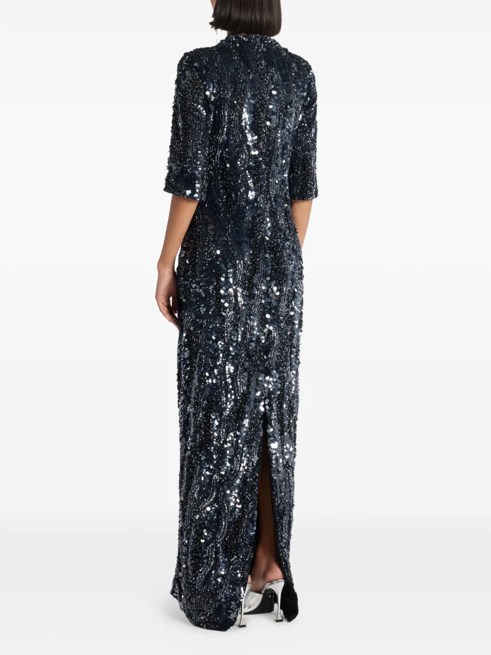 ILTA Allegra Sequin V-neck Maxi Dress in Black, view 4