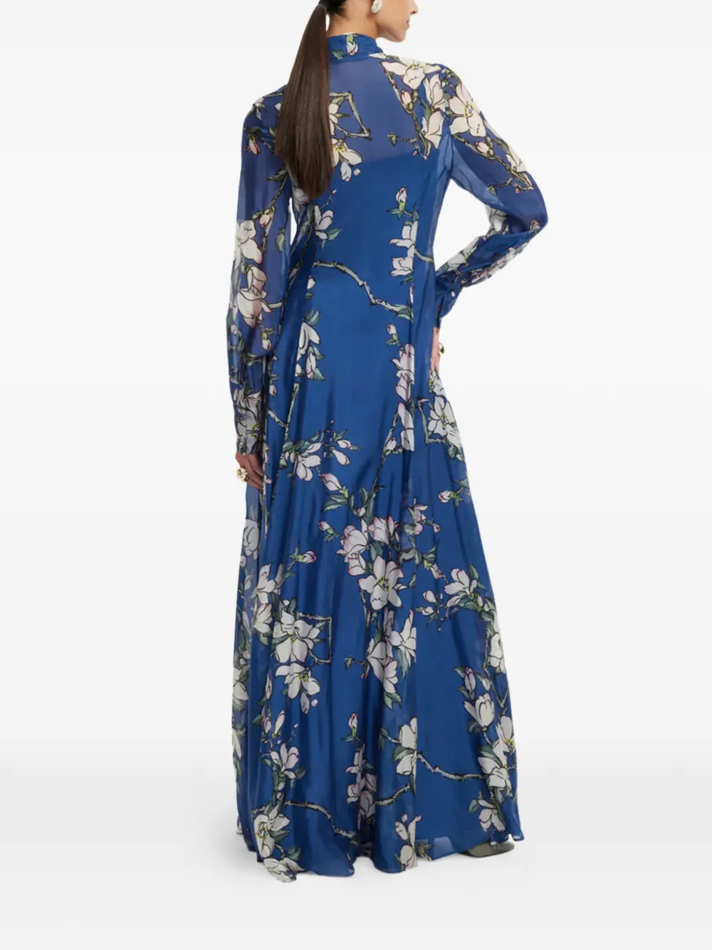 Leo Lin Katrina maxi-jurk met bloemstrik Blauw