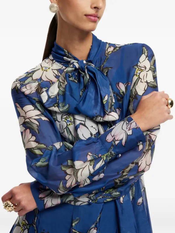 Leo Lin Katrina Floral Bow Maxi Dress | Blue | FARFETCH Leo Lin Katrina Floral Bow Maxi Dress | Blue | FARFETCH