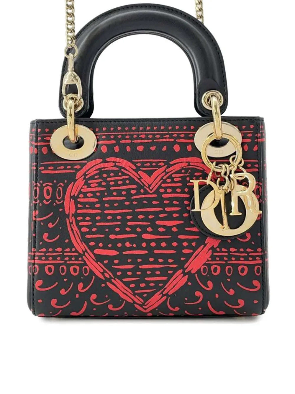 Christian Dior Pre-Owned 2015-2025 ミニ スムースラムスキン ペイント ハート クローバー レディ