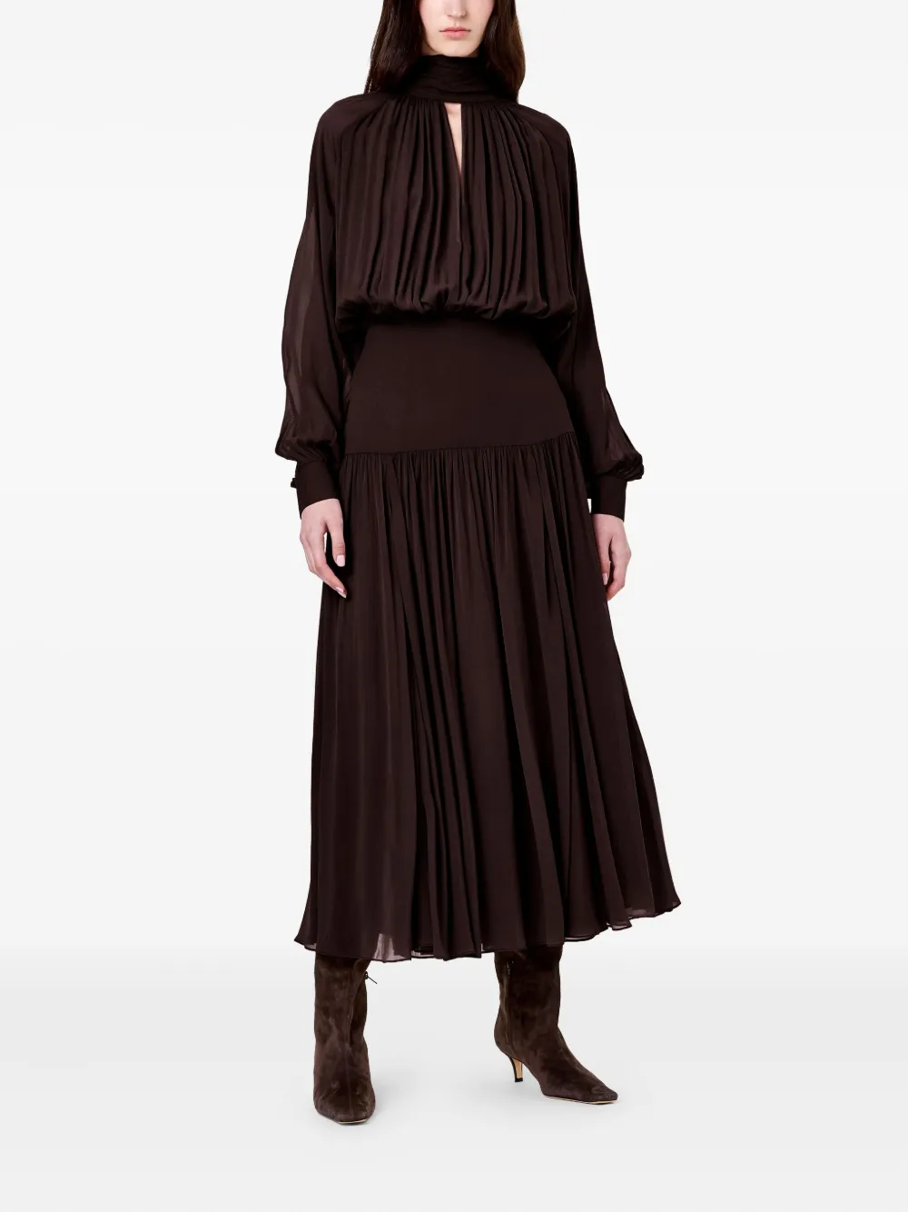Nicholas Aneta geplooide jurk - Bruin