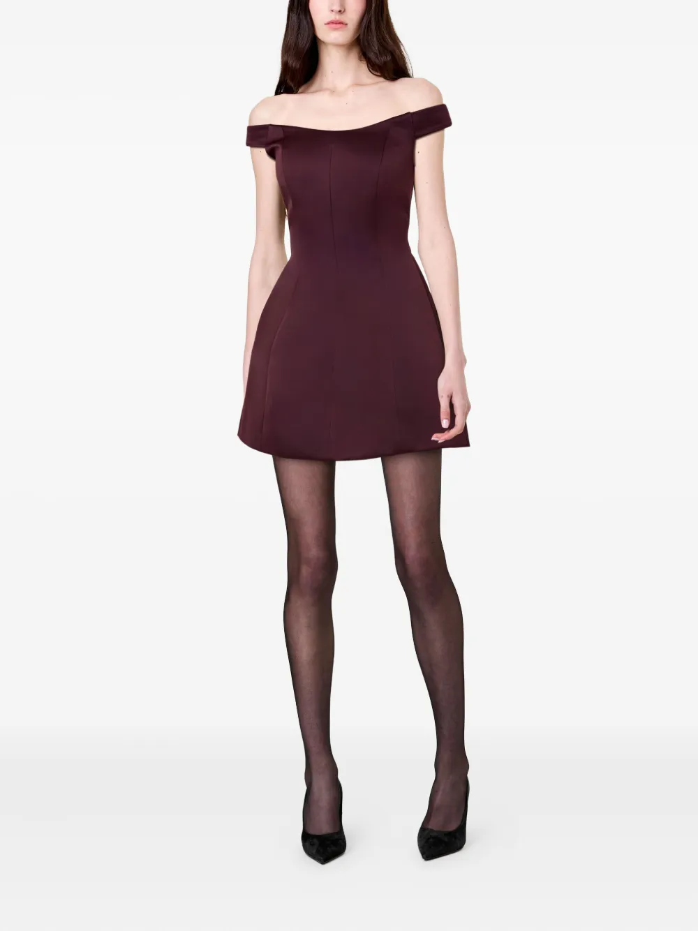 Nicholas Lilly off-shoulder mini-jurk Paars