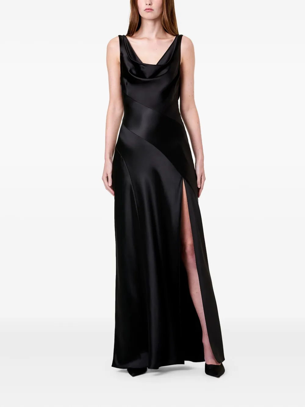 Nicholas Alfina cowl-neck slit dress - Zwart