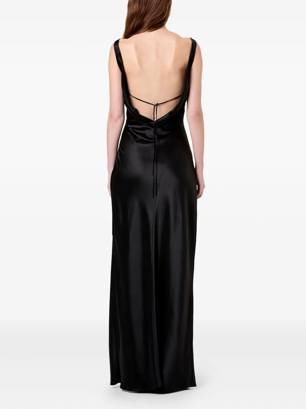 Nicholas Alfina jurk met watervalhals en split Zwart