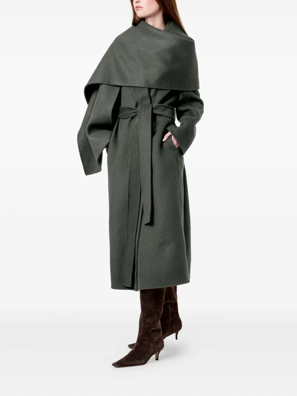 Nicholas Candice Shawl Belted Coat In Gray