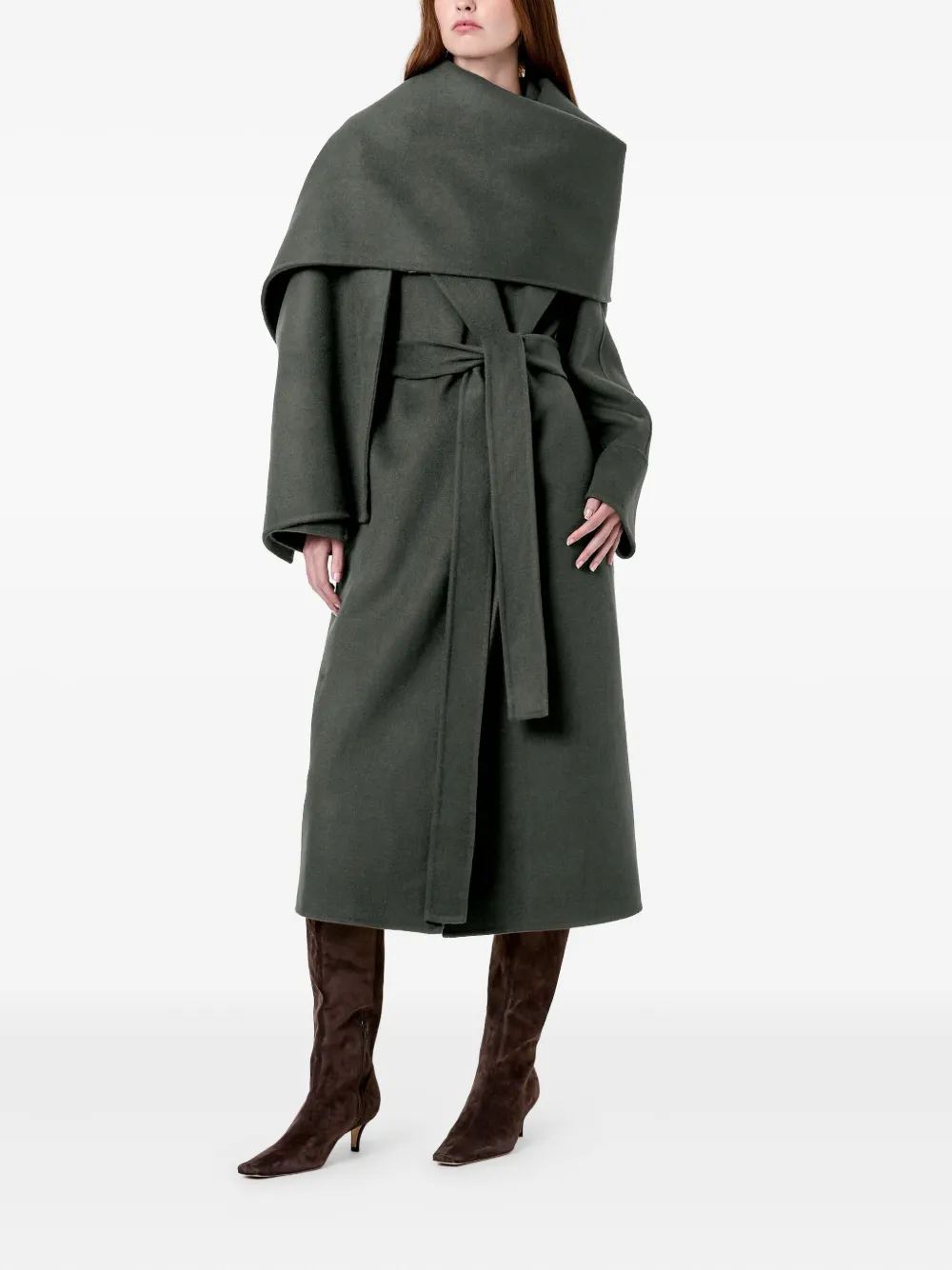 Nicholas Candice Shawl Belted Coat In Gray