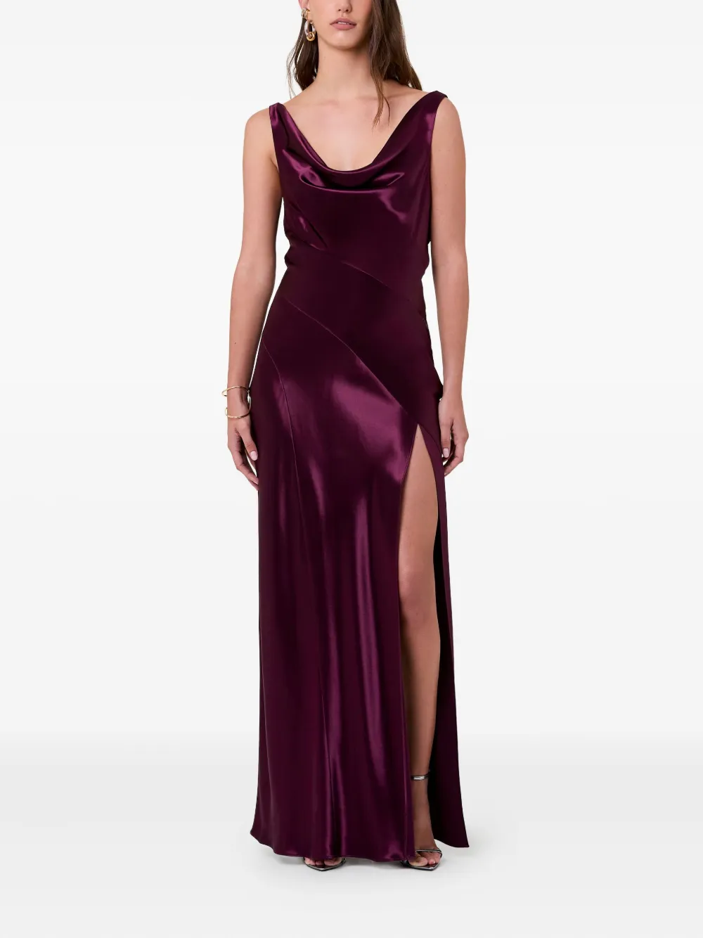 Nicholas Alfina cowl-neck slit maxi dress - Paars