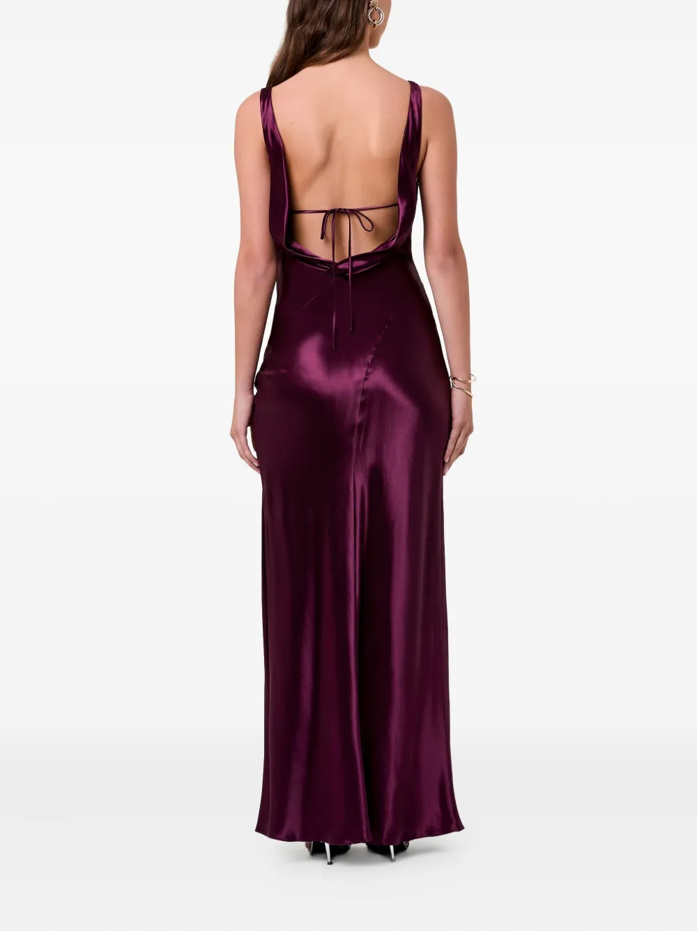 Nicholas Alfina maxi-jurk met col en split Paars