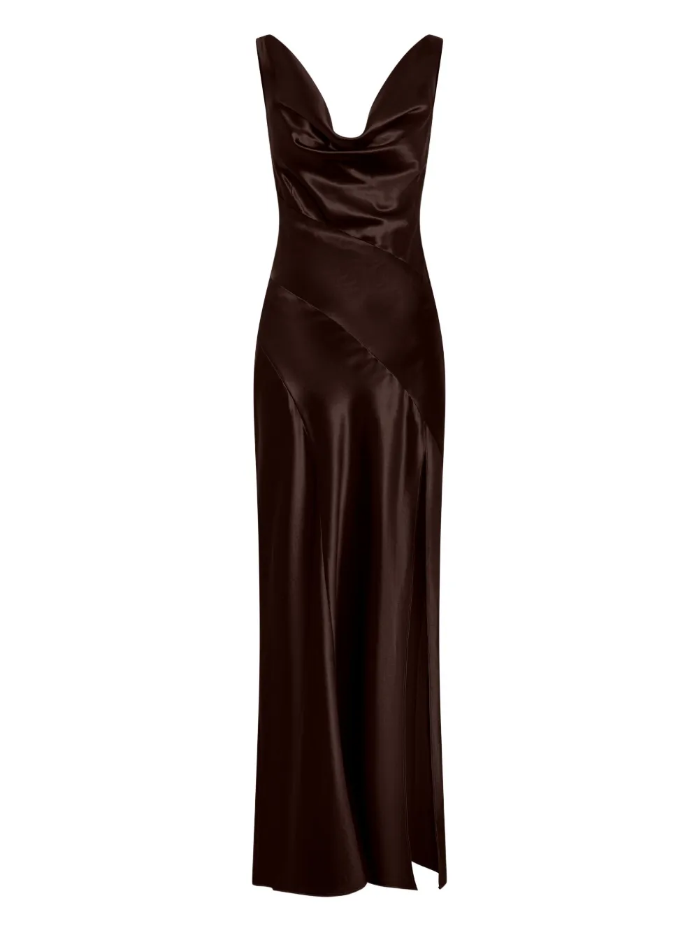 Nicholas Alfina cowl-neck slit maxi dress | Brown | Image 1