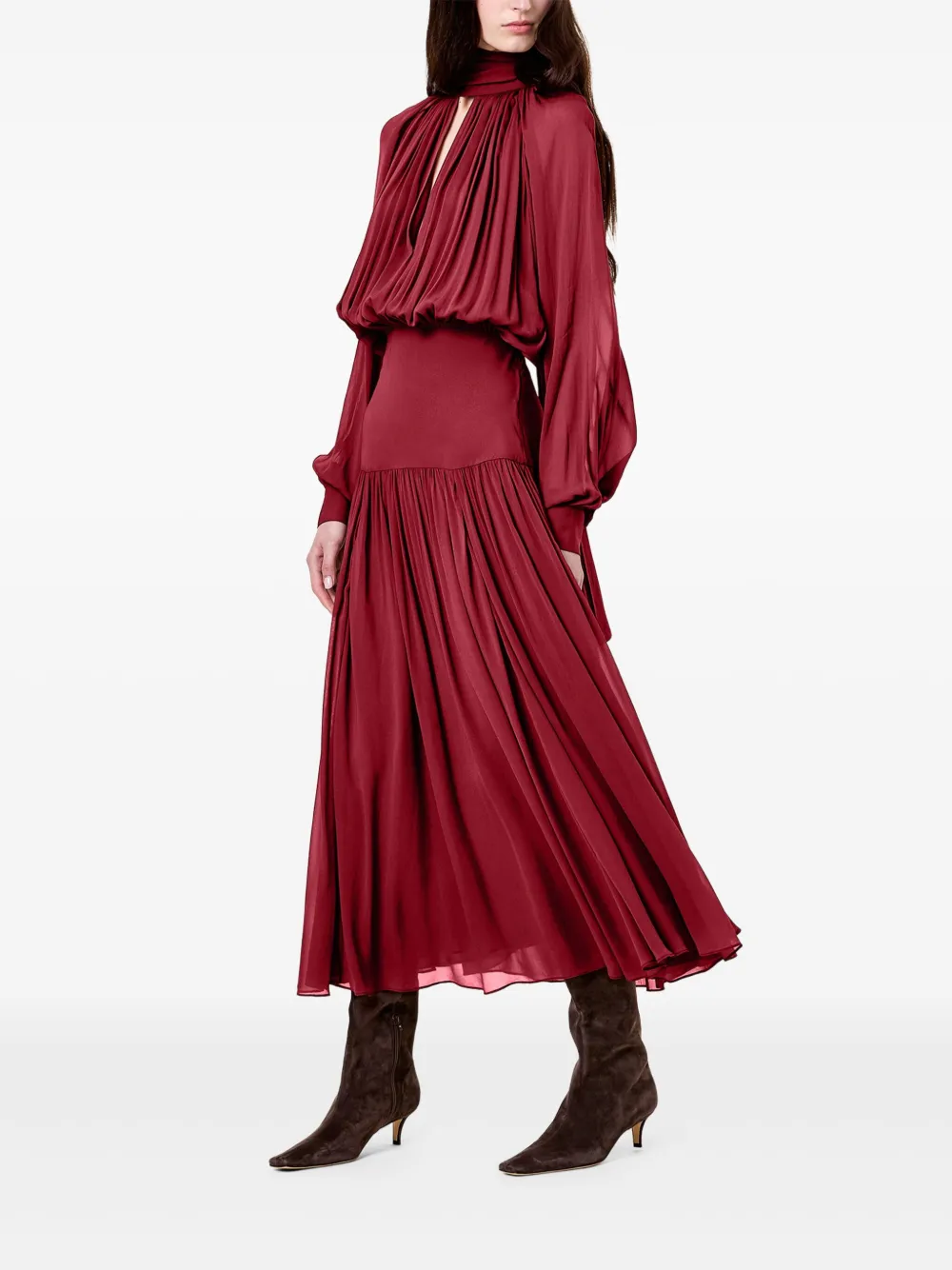 Nicholas Aneta Gathered Dress In Red