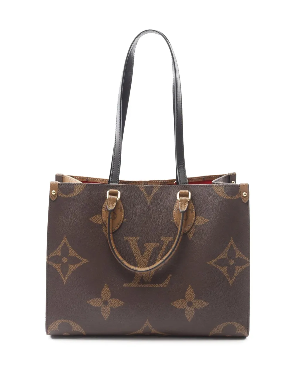 Pre-owned Louis Vuitton 2021 Monogram Giant Onthego Mm Satchel In Brown