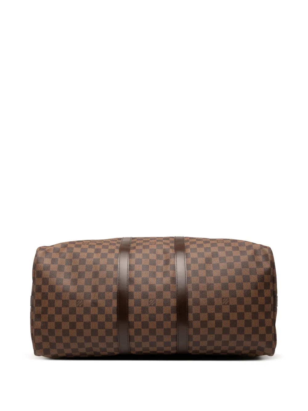 Pre-owned Louis Vuitton 2009 Damier Ebene Keepall Bandouliere 55 Travel Bag In Brown