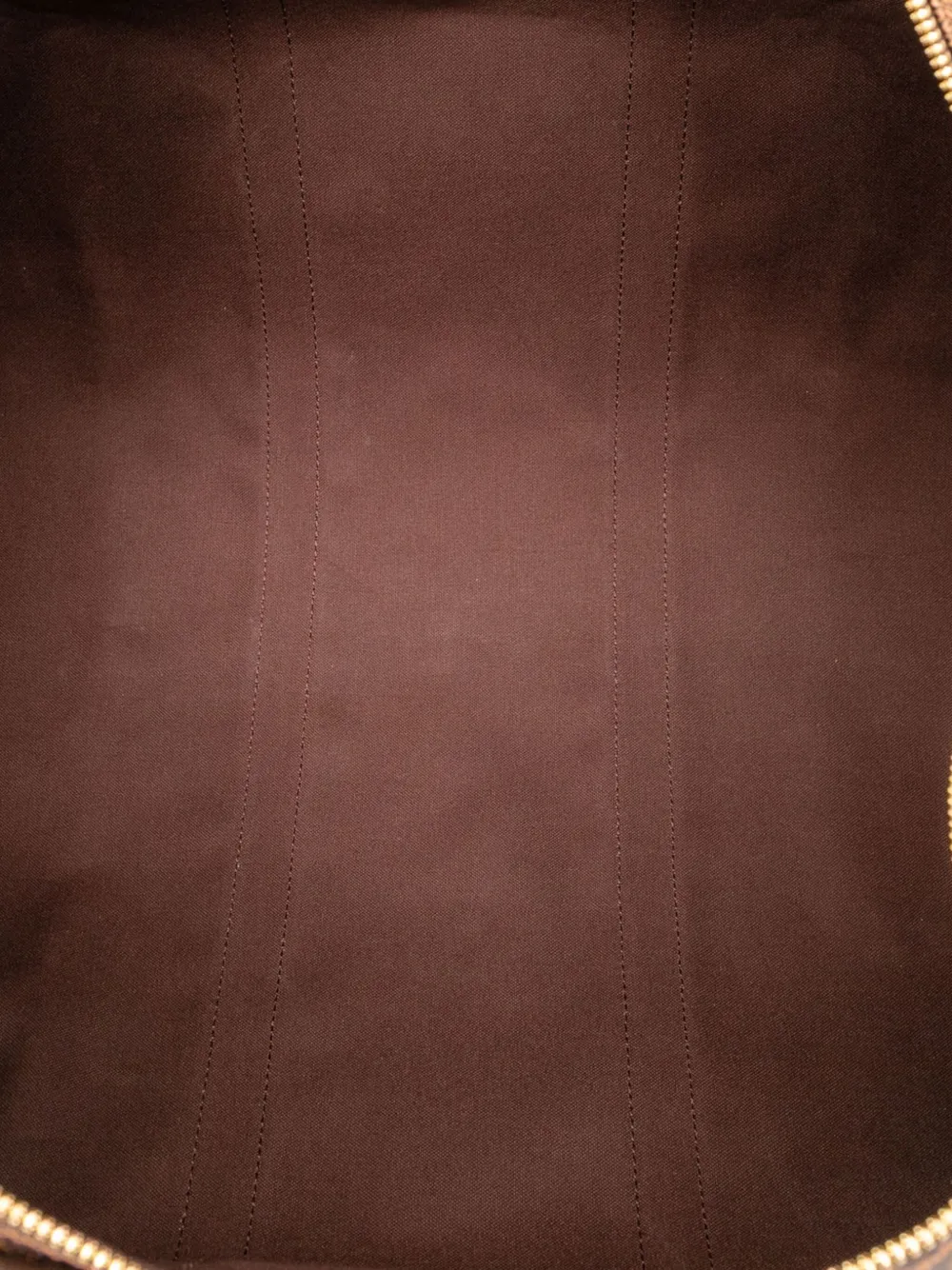 Pre-owned Louis Vuitton 2009 Damier Ebene Keepall Bandouliere 55 Travel Bag In Brown